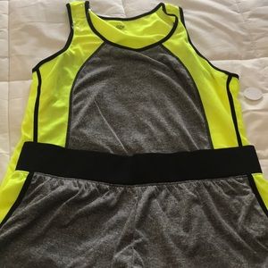 Neon green and grey workout set